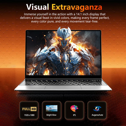 Laptop 14.1" Full HD IPS Intel N3700 Quad Core | 16GB RAM DDR3 | SSD 512GB/1TB/2TB | Windows 11 Pro | Notebook Ultrabook Leggero per Lavoro e Studio
