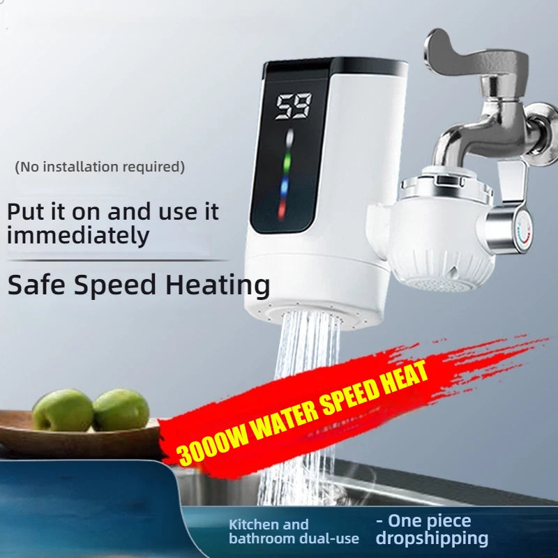 Electric Kitchen Sink Water Heater Tap Instant Hot Stainless Steel Water
