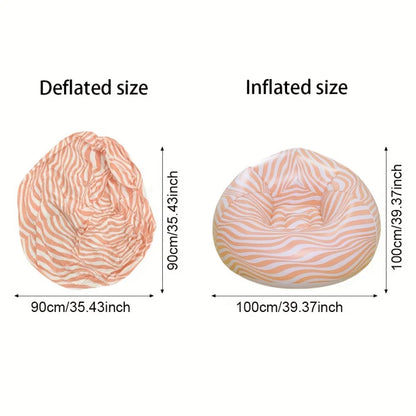 Striped Inflatable PVC Sofa， Courtyard Seat Outdoor Sofa，Indoor Outdoor Resting Chair Recliner Stool，Living Room Furniture Sofa