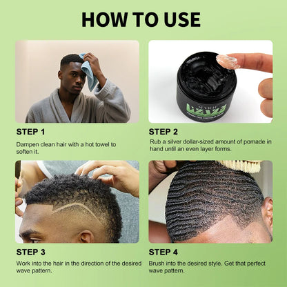 100g Deep Wave Control Pomade For African Men 360 Style Wave Styling Hair Cream Lasting Styling Hair Mud Hair Styling Product