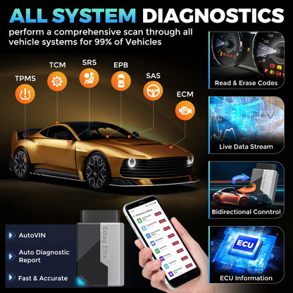 ELITE All System OBD2 Scanner Car Diagnostic Tools 15 Reset