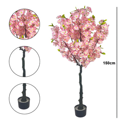 Albero di Ciliegio Artificiale 150 cm con Vaso – Faux Cherry Blossom Tree Realistico in Seta per Arredamento Casa, Ufficio, Eventi e Matrimoni