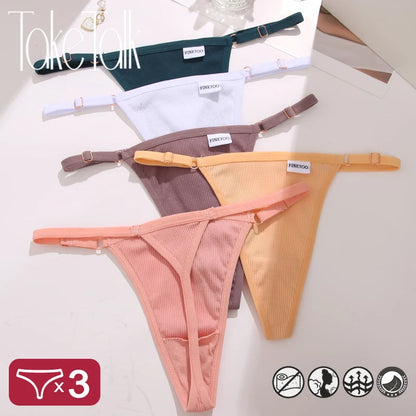 Women Cotton Panties Sexy T-Back Thong Adjustable