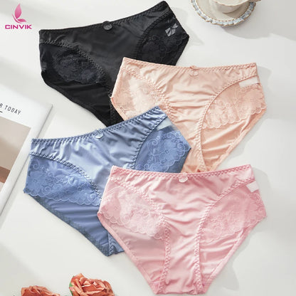CINVIK 3 Pezzi Slip Donna in Pizzo – Mutandine Mid-Rise Traspiranti ed Elasticizzate. TK