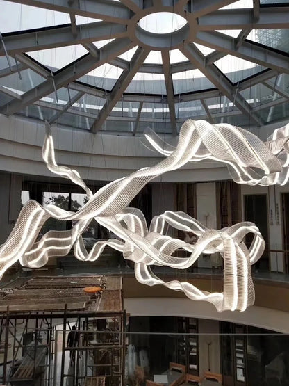 Hotel Living Room Hanging Led Chandelier Hotel Restaurant Large Led Chandelier Modern Pendant Light Glass Lights Luxury Lobby