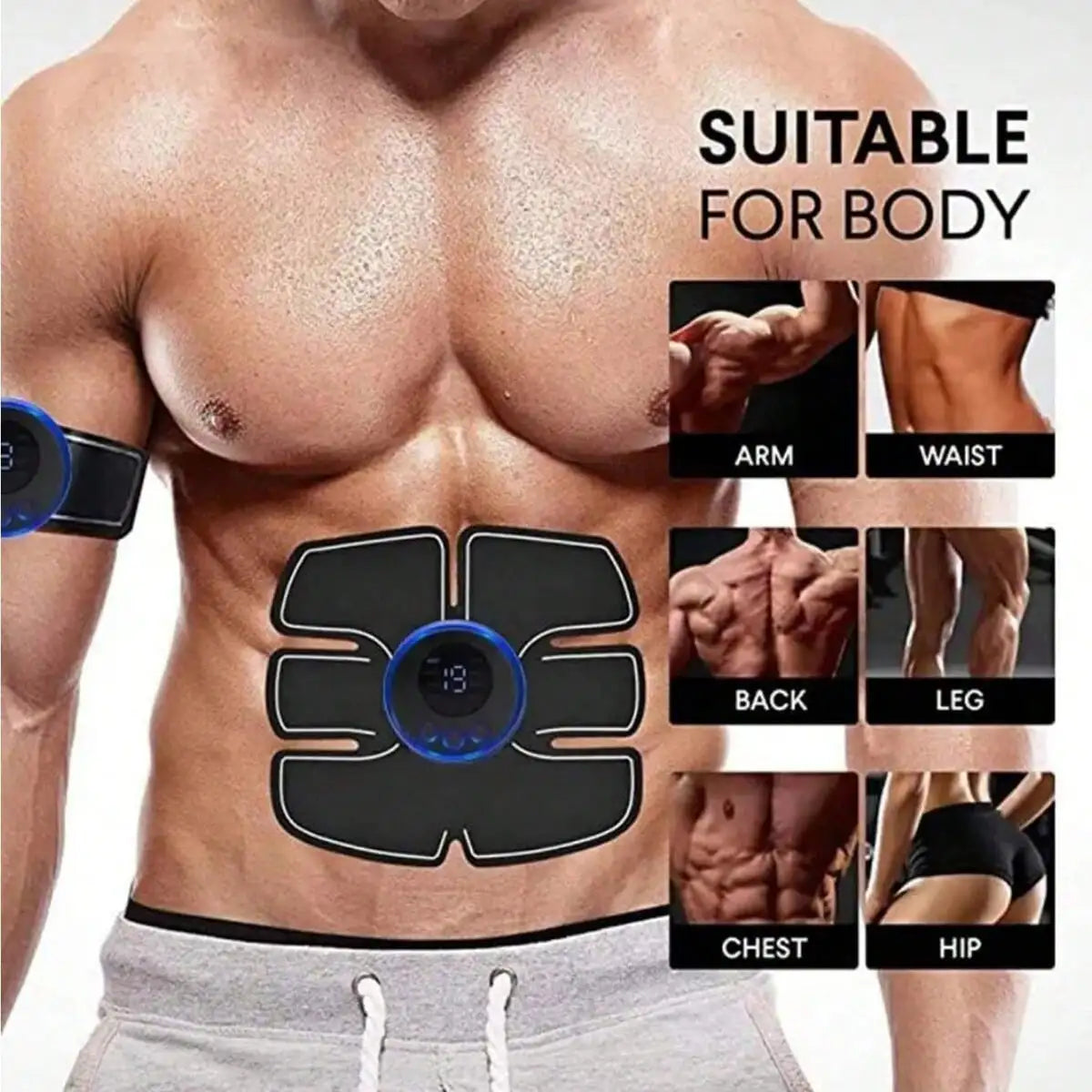 AXH Elettrostimolatore Muscolare Portatile - Patch Addominale LCD. TK