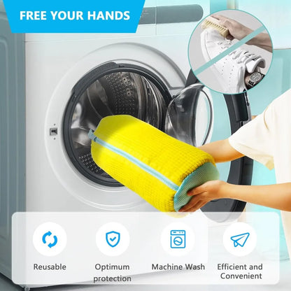 Durable Shoe Washing Machine Bag for All Shoe Types-Yellow