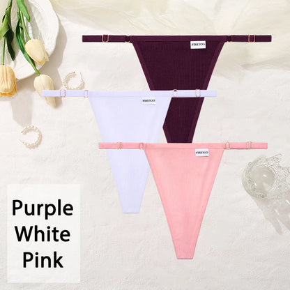 Women Cotton Panties Sexy T-Back Thong Adjustable