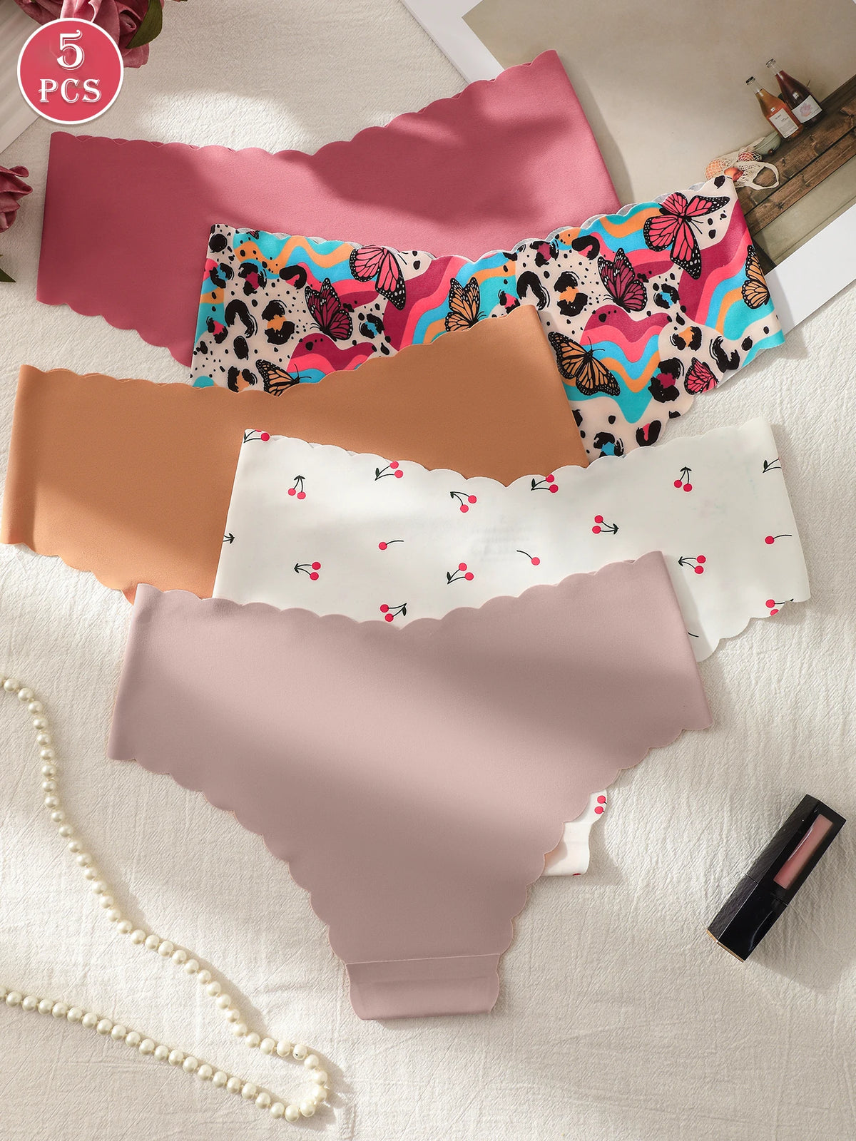 Mutandine Senza Cuciture da Donna Invisibili (5 Pezzi) - Slip Bikini Elasticizzati. TK