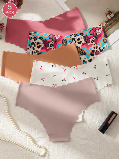 Mutandine Senza Cuciture da Donna Invisibili (5 Pezzi) - Slip Bikini Elasticizzati. TK