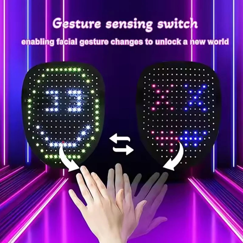 LED Mask with Gesture Sensing Light up Face Transforming