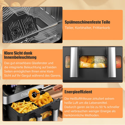 Air Fryer 10 L With Removable Divider, Viewing Window, Digital