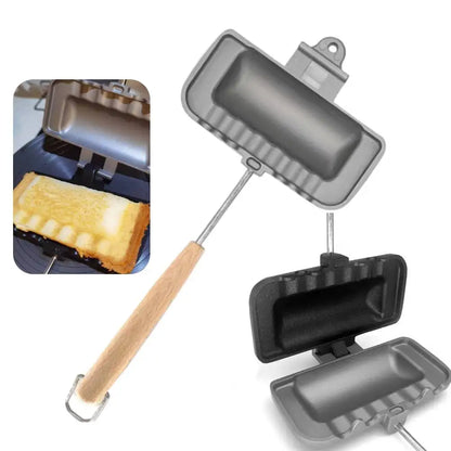 Double-Sided Sandwich Maker Pan – Non-Stick Flip Breakfast Toastie Maker for Sandwiches Hot Dogs, Omelettes, Pancakes & Camping Cooking