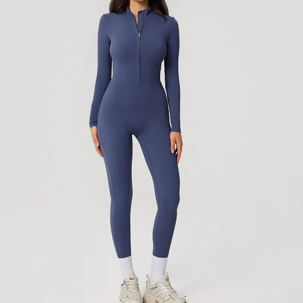 SWELTERING Tuta Intera da Yoga a Maniche Lunghe con Cerniera. TK