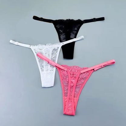 Perizomi in Pizzo Trasparente Regolabili (3 Pezzi) - Intimo Basso e Sexy. TK
