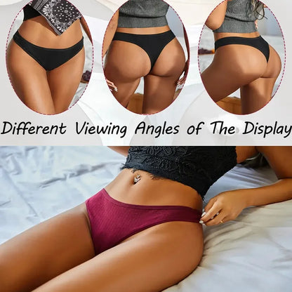 6Pcs/Set Women Cotton Thongs Panties Female Ribbed Low