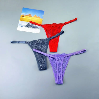 Perizomi in Pizzo Trasparente Regolabili (3 Pezzi) - Intimo Basso e Sexy. TK