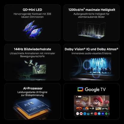 XIAOMI S MINI 55" QD-Mini LED 144Hz 4K UHD Smart TV Dolby Vision® IQ Dolby Atmos® Google TV L55MA-SPLEU