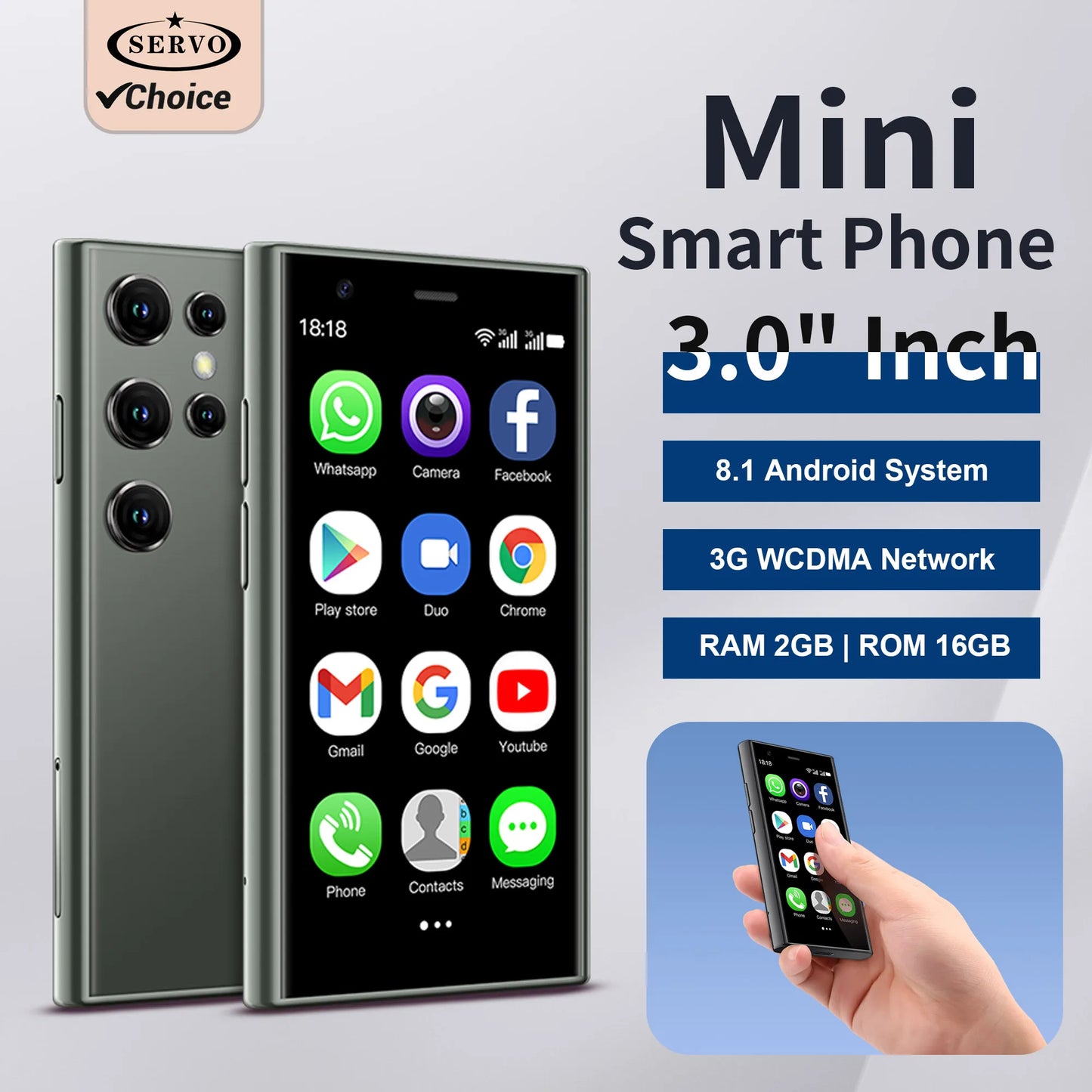 SERVO S23 Mini Android Smartphone 2 SIM 3G WCDMA 2GB+16GB Google Store WIFI GPS Position 3.0