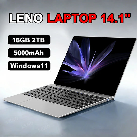 LENO Laptop 14.1” Ultra Slim | 16GB RAM 2TB SSD | Intel N3700 | Windows 11 | Full HD IPS | Notebook Leggero per Studio, Lavoro e Gaming