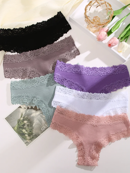 FINETOO Mutandine in Cotone e Pizzo Floreale (3 Pezzi) - Slip Morbidi e Traspiranti. TK
