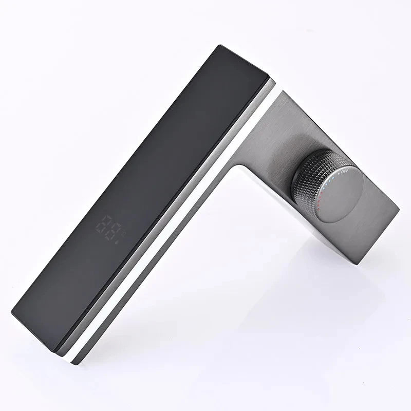 Digital Display Bathroom Basin Faucet Intelligent LED Brass Deck