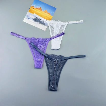 Perizomi in Pizzo Trasparente Regolabili (3 Pezzi) - Intimo Basso e Sexy. TK