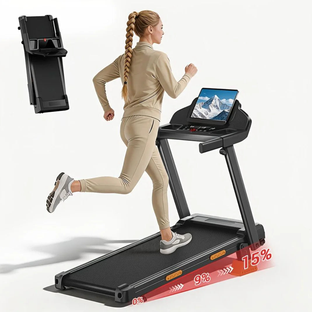 Tapis roulant pieghevole inclinazione 15%, Sinaopus 4-in-1 folding treadmill, Tapis roulant salvaspazio 170 kg (300lbs).TK