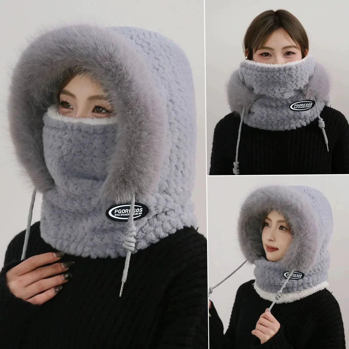 Cappello Termico Invernale da Donna con Sciarpa e Passamontagna Integrato. TK