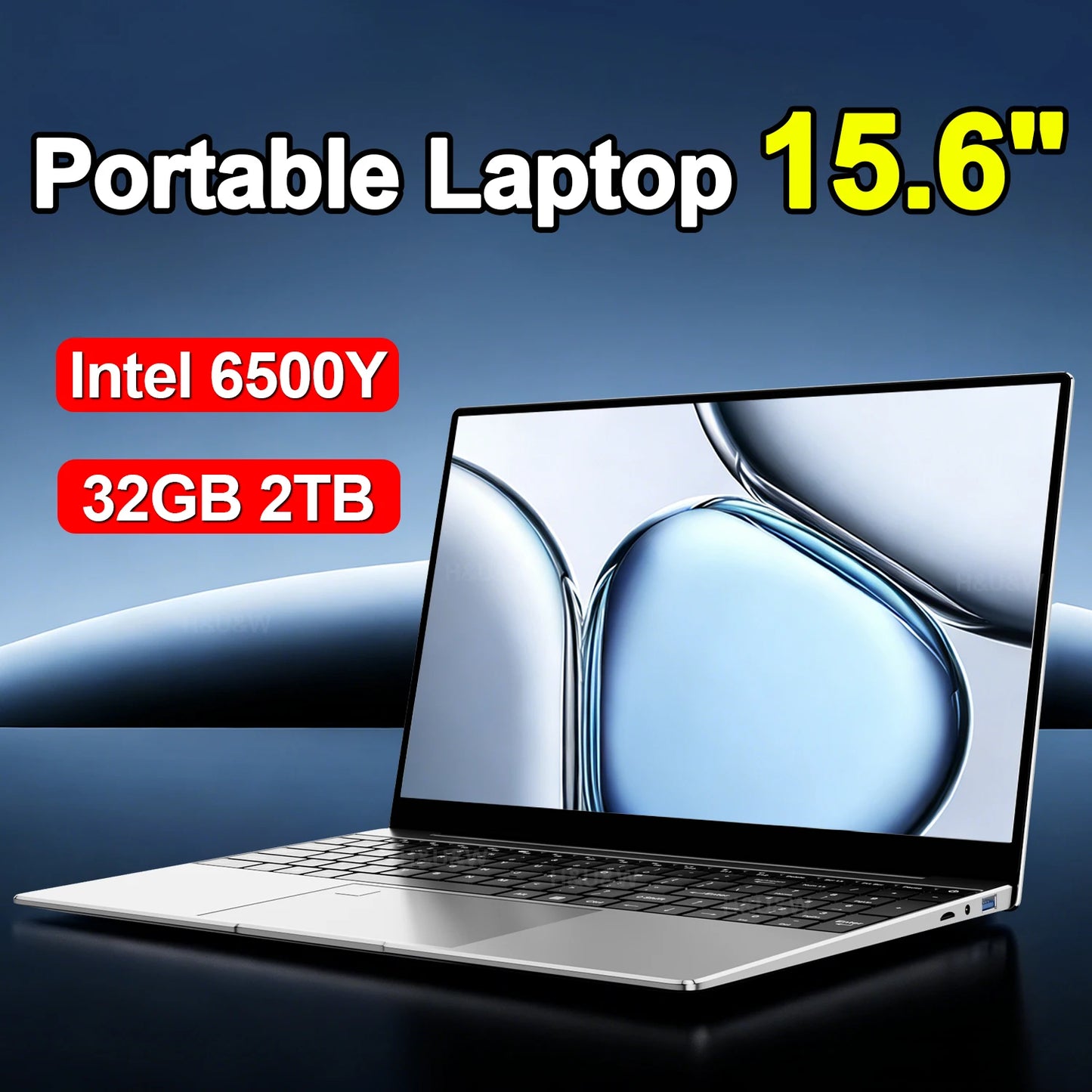 Laptop 15.6" Intel 6500Y 32GB RAM 2TB SSD Windows 11 Notebook Ultra Slim con Tastiera Retroilluminata Fingerprint WiFi PC Portatile Lavoro Gaming