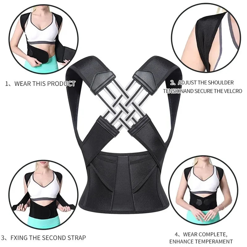 Correttore di Postura Regolabile per Schiena e Spalle - Fascia Lombare Unisex. TK
