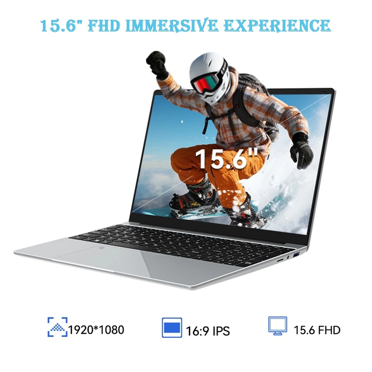 Laptop 15.6" Intel 6500Y 32GB RAM 2TB SSD Windows 11 Notebook Ultra Slim con Tastiera Retroilluminata Fingerprint WiFi PC Portatile Lavoro Gaming