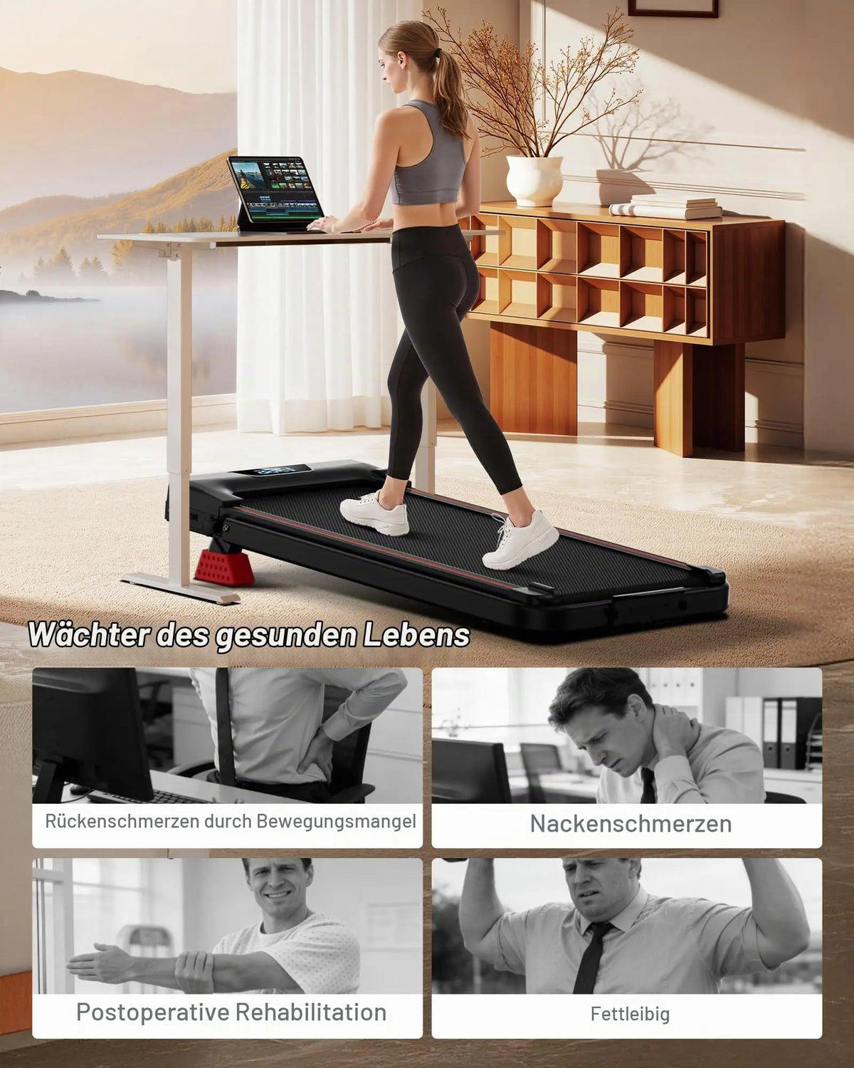 Sinaopus Tapis Roulant 3-in-1 Sotto Scrivania | Inclinazione 15%. TK