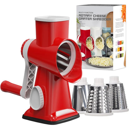 LMETJMA 3 in 1 Rotary Cheese Grater Versatile Manual Vegetable