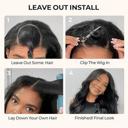 V Part Wig Body Wave Human Hair Wigs For Women Glueless Brazilian Natural Color 220 Density Machine Made V Shape Wigs 30 36 Inch