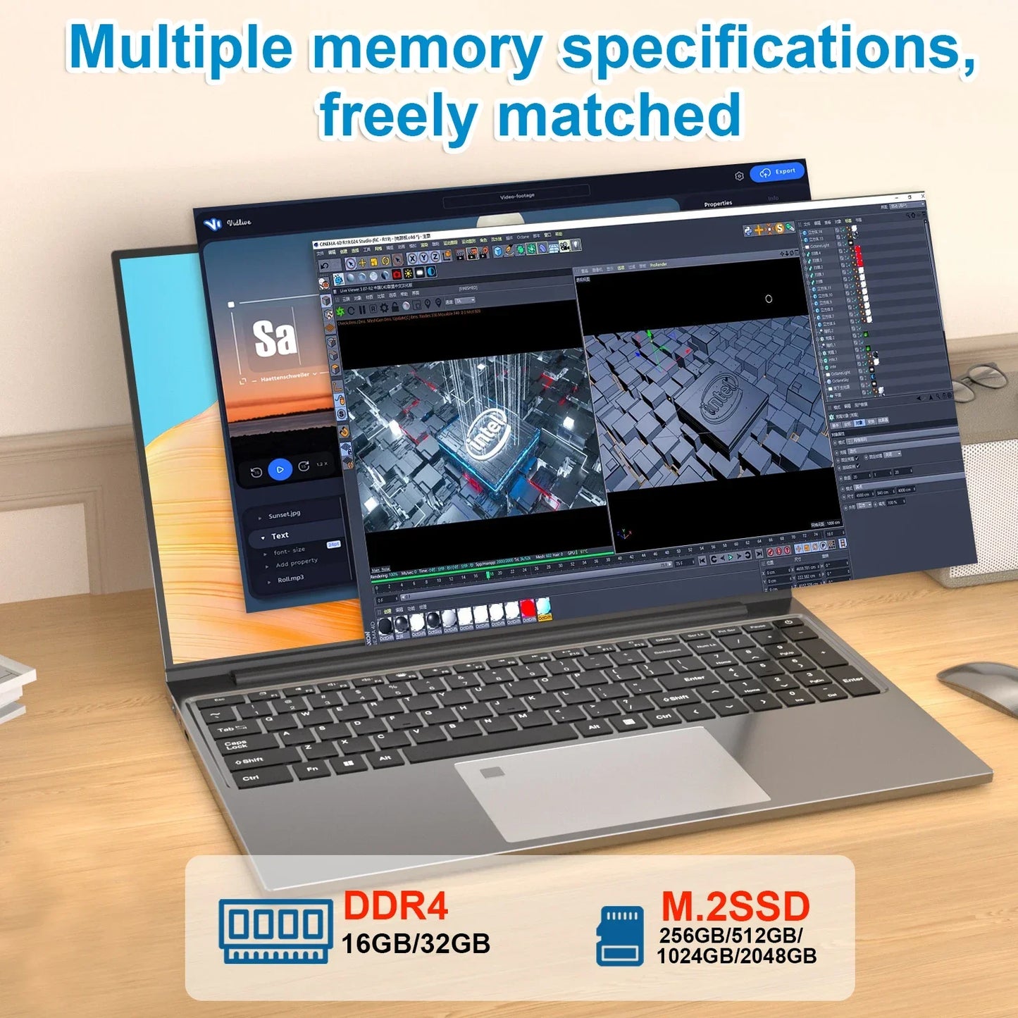 Laptop 15.6" Intel Core i7 32GB RAM 2TB SSD Windows 11 Pro Notebook FHD IPS WiFi Bluetooth PC Portatile per Lavoro Studio e Multimedia