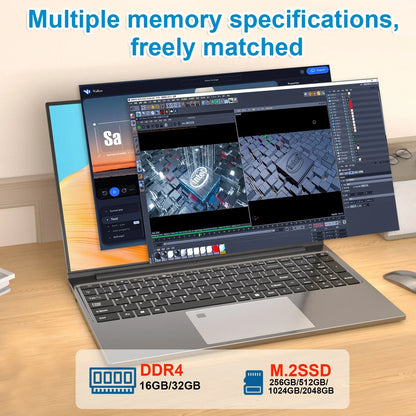 Laptop 15.6" Intel Core i7 32GB RAM 2TB SSD Windows 11 Pro Notebook FHD IPS WiFi Bluetooth PC Portatile per Lavoro Studio e Multimedia