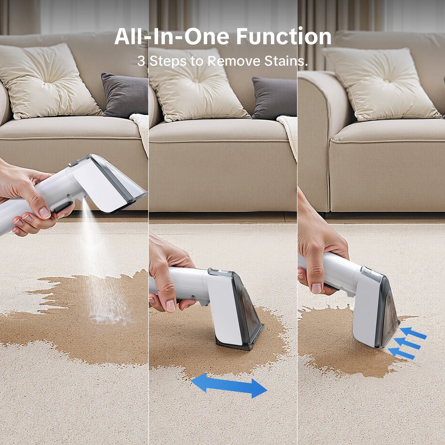 Lubluelu V8 800W Hot Water Carpet Cleaner  60°C Deep