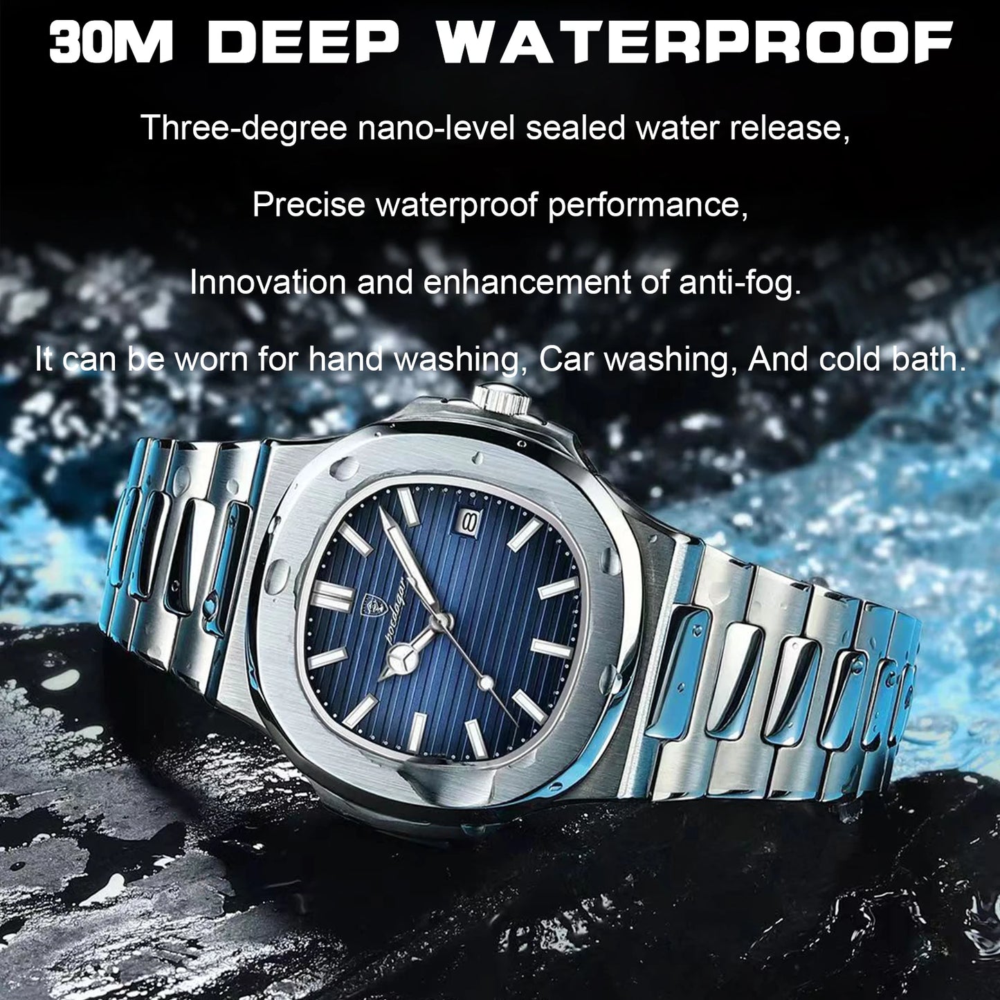 Luxury Brand Men's Quartz Wristwatch Stainless Steel Waterproof