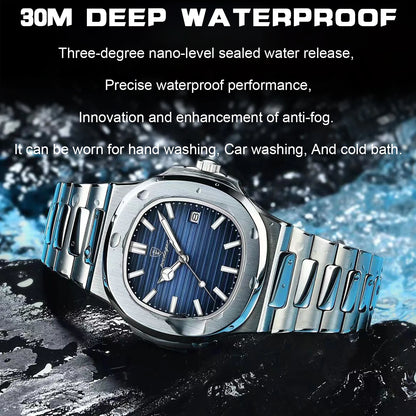 Luxury Brand Men's Quartz Wristwatch Stainless Steel Waterproof
