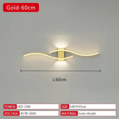 Long Strip LED Wall Lamp Modern Remote Control Dimming Living Roomdecor Wall Lamp Background Bedroom Bedside Home LED Lighting