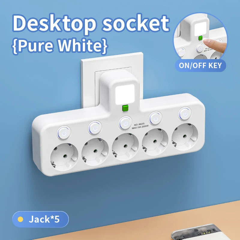 EU plug and socket 4 sockets, multi plug wall power plug and socket