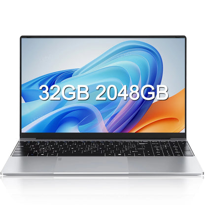 Laptop 15.6" Intel 6500Y 32GB RAM 2TB SSD Windows 11 Notebook Ultra Slim con Tastiera Retroilluminata Fingerprint WiFi PC Portatile Lavoro Gaming