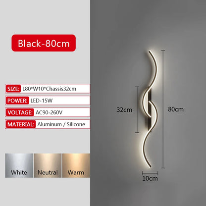 Long Strip LED Wall Lamp Modern Remote Control Dimming Living Roomdecor Wall Lamp Background Bedroom Bedside Home LED Lighting