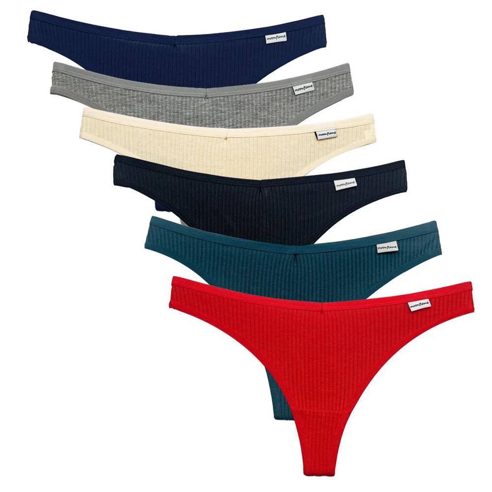 5 PCS/Set Women Cotton Thongs Panties Sexy Low Waist G-String