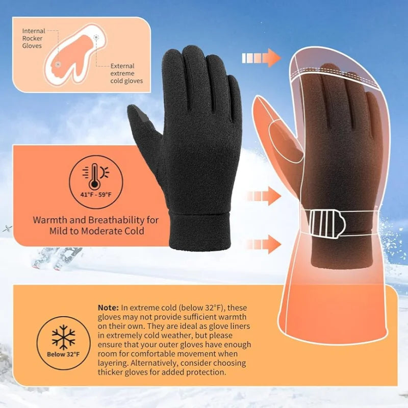 Warm Winter Gloves Polar Fleece Cold Weather Gloves Touch