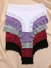 FINETOO Mutandine in Cotone e Pizzo Floreale (5 Pezzi) - Slip Bikini Bassa. TK