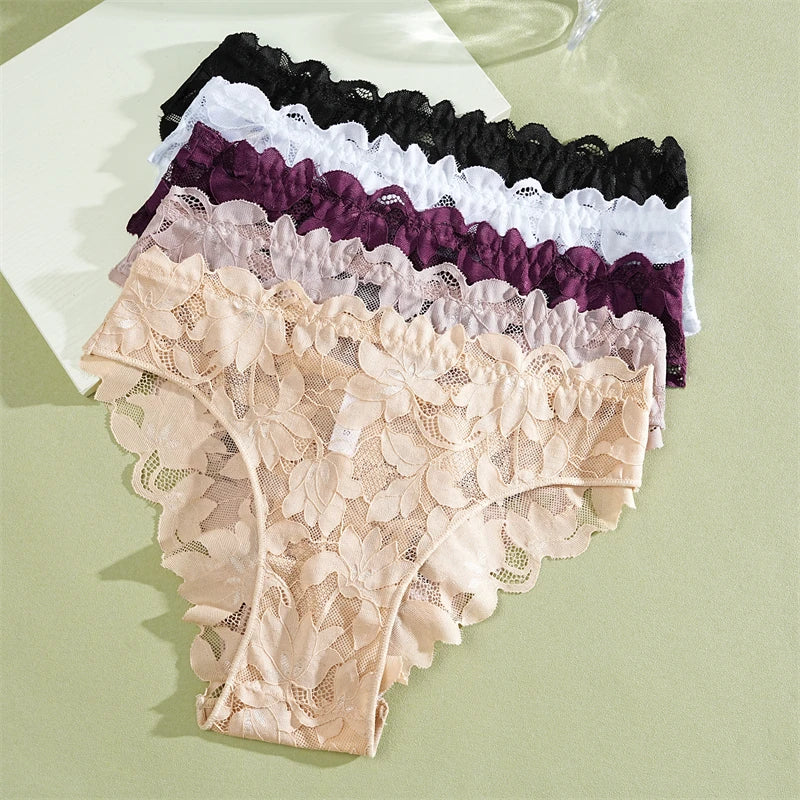 FINETOO Slip in Raso e Pizzo Floreale Trasparente (2 Pezzi) - Intimo Basso. TK