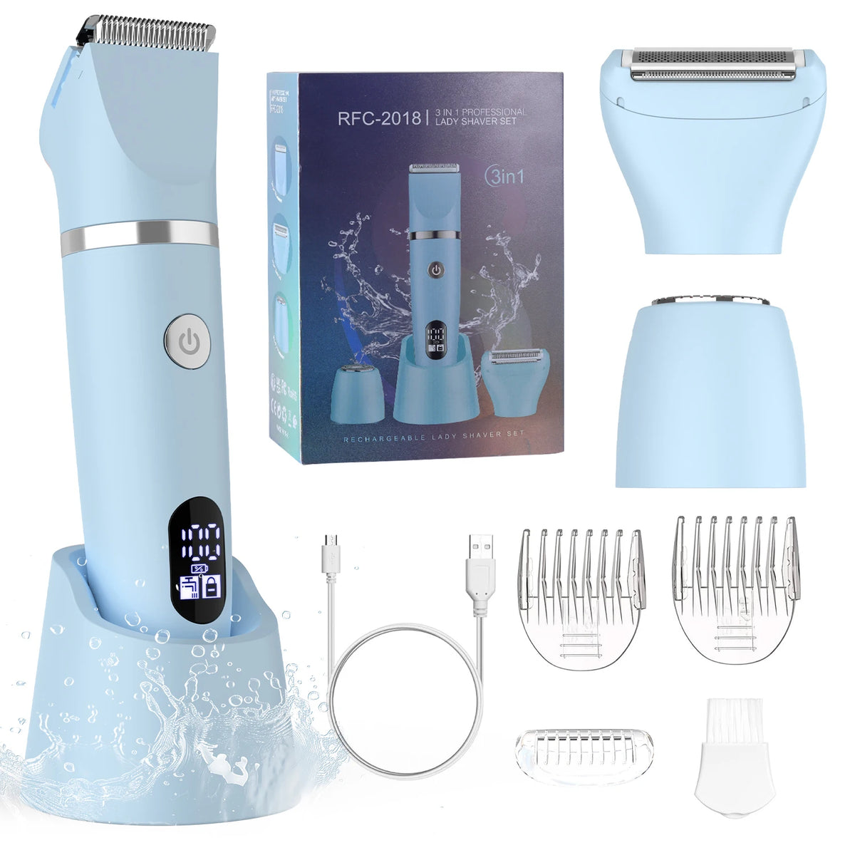 Scttomon Kit Regolabarba e Tagliacapelli 5-in-1 - Rasoio Elettrico con Base. TK