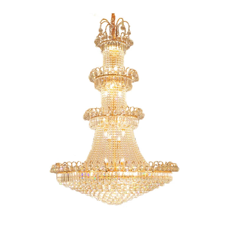 Luxury Living Room Crystal Chandelier Staircase European-Style Large Chandelier Hotel Lobby Villa High Ceiling Lighting Lustre